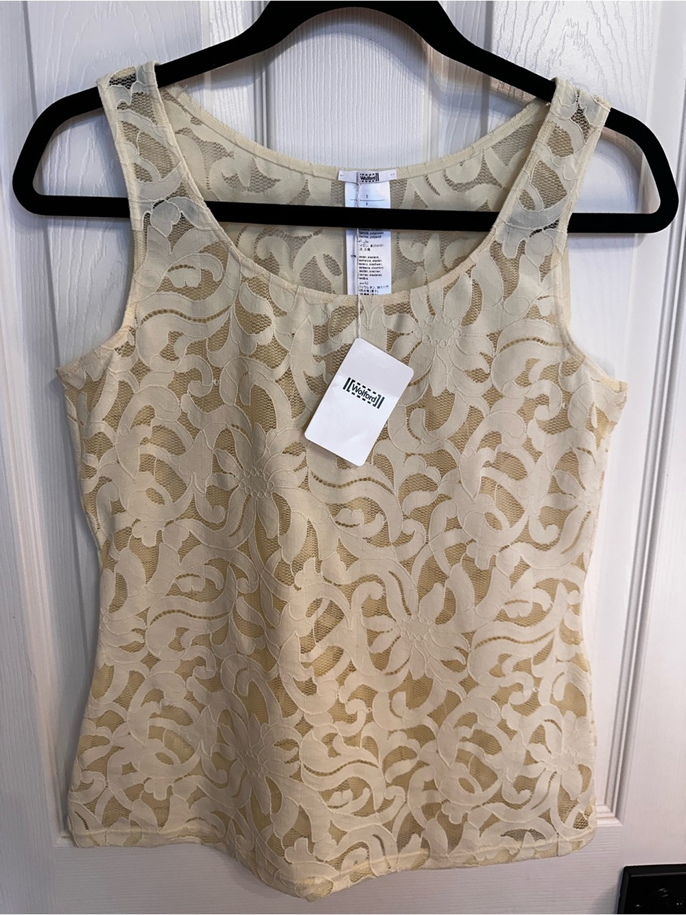 Wolford Nahla Resort Yellow Lace Top in Gardenia Size S NWT